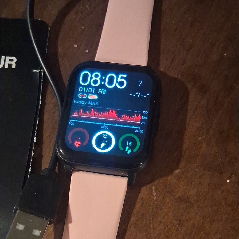 GARD PRO Pink Smartwatch with Black Charging Dock - Picture 2 of 4
